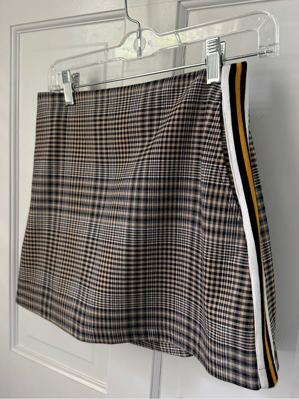 Urban Outfitters Brown Plaid Mini Skirt with Side Stripes
